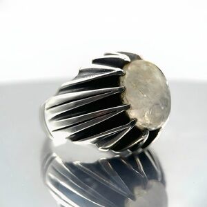 Men’s Natural clear Quartz Ring - April Birthstone Jewelry - Gift for Him